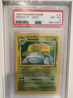 Pokemon 1999 TCG Venusaur Base Set 15/102 Holo Holo Rare PSA 8 - Image 1
