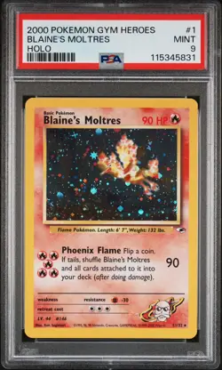 2000 POKEMON GYM HEROES HOLO #1 BLAINE'S MOLTRES PSA 9 - Image 1