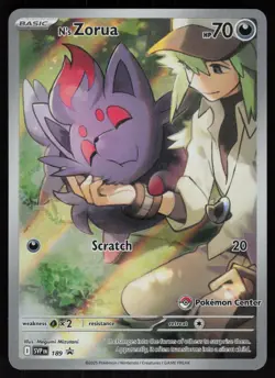 N's Zorua 189 SVP Pokemon Center Stamped Promo Pokemon - Image 1