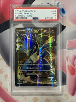 2014 POKEMON XY FURIOUS FISTS #107 FA/LUCARIO EX FURIOUS FISTS PSA 7 - Image 3