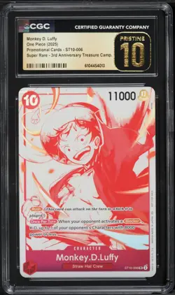 2025 One Piece Promo 3rd Annversary Treasure SR Monkey D. Luffy #ST10-006 CGC 10 - Image 1