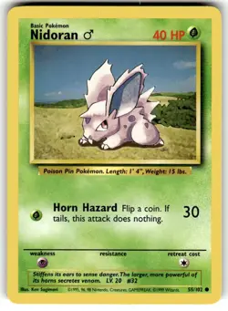 Nidoran Male 55/102 Base Set Common 1999 Pokemon Game Card WOTC NM - Image 1