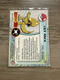 Pokemon #63 Abra Card Topps TV Animation Series Blue label - Image 2