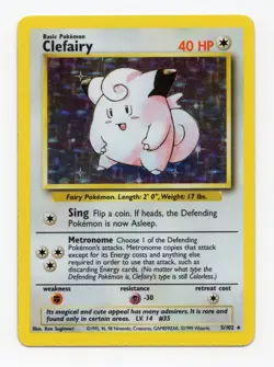 Pokemon TCG Base Set Clefairy Holo Card 5/102 LP+ - Image 1