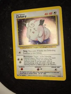 Pokemon TCG Base Set Clefairy Holo Card 5/102 LP+ - Image 3