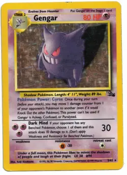 Pokemon Card: Gengar HOLO 5/62 Fossil Set Rare! EX - Image 1