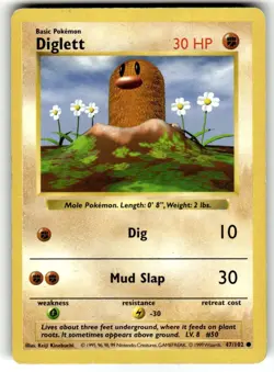 Pokemon TCG Diglett Base Set, Shadowless Common Card 47/102 - Image 1