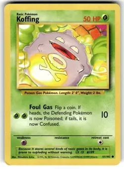 Base Set Pokemon TCG Koffing 51/102 LP - Image 1