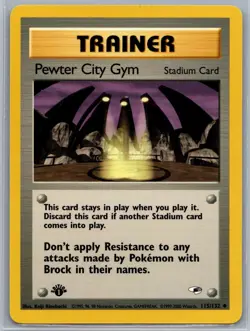 Pokemon TCG 1st Ed. 2000s Gym Heroes Pewter City Gym 115 - Image 1