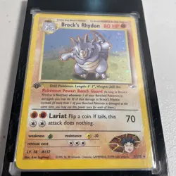 Pokemon Brock's Rhydon 002/132 Gym Heroes First Edition Holo - Image 2