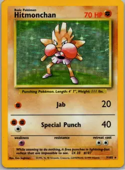 Hitmonchan Holo Rare Base Set 007/102 HP Pokemon - Image 1