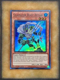 Yugioh Gladiator Beast Retiari MZTM-EN070 Super Rare 1st Ed NM - Image 1