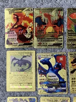 Set of 15 Charizard V, VMax, GX &More Gold Foil Fan Art Cards - Image 2