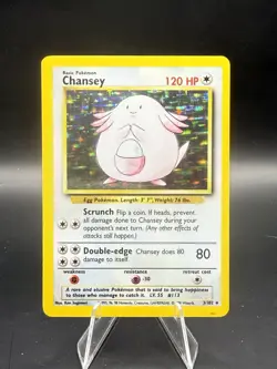 Pokemon Chansey Holo Rare TCG Card Base Set Unlimited 3/102 - Image 1
