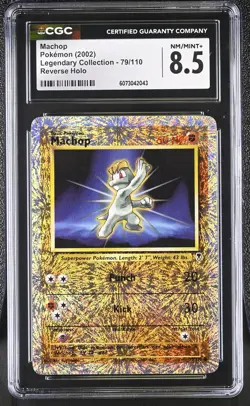 CGC 8.5 Machop 2002 Legendary Collection 79/110 Reverse Holo Pokemon Card - Image 1