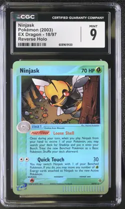 CGC 9 MINT Ninjask 2003 EX Dragon 18/97 Reverse Holo Pokemon Card - Image 1