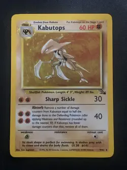 Pokemon Card TCG Kabutops Fossil Set Holo Rare 9/62 Unlimited Edition NM - Image 1