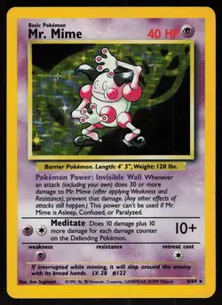 Mr. Mime 6/64 Rare Jungle Holo No Set Symbol Error Pokemon - Image 1