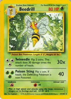 Beedrill - 17/102 Base Set - WOTC Unlimited - Pokemon TCG - 1999 - Image 1
