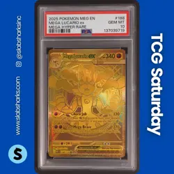 2025 POKEMON MEGA EVOLUTION #188/132 LUCARIO EX HYPER RARE PSA 10 - Image 1