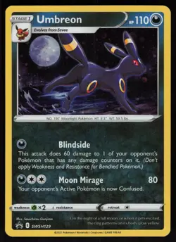 Umbreon SWSH129 Holo Promo SWSH Black Star Pokemon - Image 1