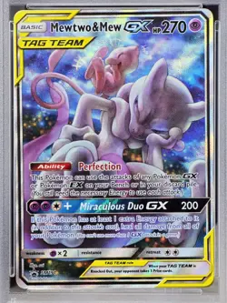 Pokemon Card Mewtwo & Mew GX SM191 Black Star Promo TAG TEAM Full Art Holo PSA 4 - Image 5