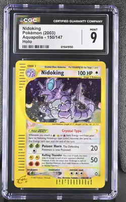 CGC 9 MINT Nidoking 2003 Aquapolis 150/147 Holo Pokemon Card - Image 1