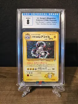 CGC 8 - 1998 Lt. Surge's Magneton Holo 082 Japanese Gym Vintage Pokemon Card - Image 1