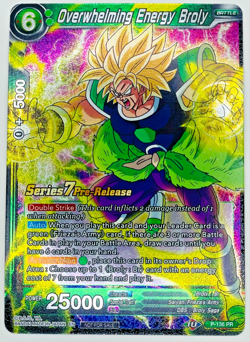 Overwhelming Energy Broly Pre-Release P-136 Foil Dragon Ball Super Card Game LP - Image 1