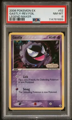 2006 POKEMON EX LEGEND MAKER GASTLY #52 REVERSE PSA 8 NM #114761689 - Image 1