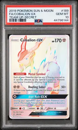 PM - 2019 - POKEMON SUN & MOON TEAM UP - #189 - COBALION GX - PSA 10 - Image 2