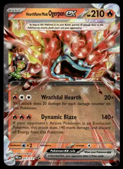 Pokemon TCG Prismatic Evolutions #017/131 Hearthflame Mask Ogerpon ex NM - Image 1