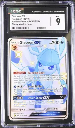 CGC 9 Glaceon GX SV/55/SV94 Hidden Fates Shiny Vault Pokemon 2019 - Image 1
