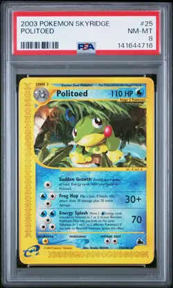 2003 POKEMON SKYRIDGE #25 POLITOED PSA 8 - Image 1