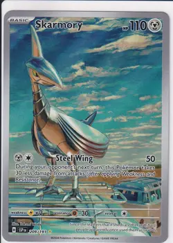 Pokemon TCG Skarmory 209/191 Sv08: Surging Sparks Illustration Rare Holo Card - Image 1