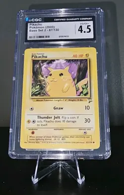 Pikachu CGC VG/EX+ 4.5 CHUNKY pokemon (2000) Base Set 2 87/130 Vintage Card Slab - Image 1