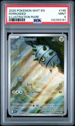 2025 POKEMON WHT EN-WHITE FLARE ILLUSTRATION RARE #148 FERROSEED PSA 9 - Image 1