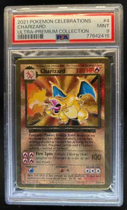 2021 Pokemon Celebrations Charizard Ultra Premium Collection Gold Metal #4 PSA 9 - Image 1