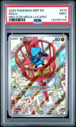 2025 POKEMON MEP MEGA EVOLUTION ETB PROMO #010 RIOLU PSA 9 - Image 1