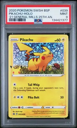 2020 POKEMON SWSH BLACK STAR PROMO #039 PIKACHU-HOLO PSA 9 - Image 1