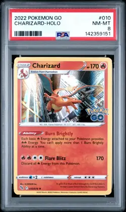 2022 POKEMON GO #010 CHARIZARD-HOLO PSA 8 - Image 1