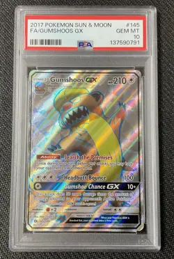 GUMSHOOS GX Full Art Holo 145/149 PSA 10 GEM MINT 2017 Pokemon Sun & Moon - Image 1