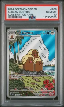 Alolan Dugtrio 208/191 Pokemon TCG Surging Sparks PSA 10 GEM MT - Image 1