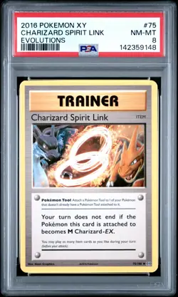 Pokemon 2016 XY Evolutions #75 Charizard Spirit Link PSA 8 - Image 1