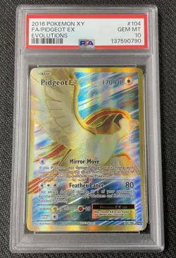PIDGEOT EX Full Art Holo 104/108 PSA 10 GEM MINT 2016 Pokemon XY Evolutions - Image 1