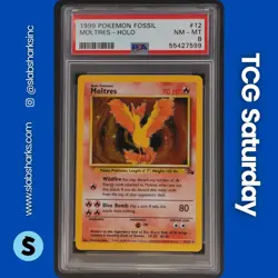 1999 POKEMON FOSSIL #12/62 MOLTRES HOLO RARE PSA 8 - Image 1