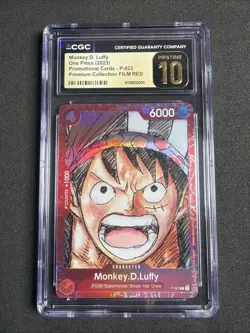 CGC 10 Monkey D. Luffy P-022 Alternate Art Parallel One Piece Pristine - Image 1