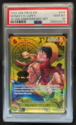 2025 One Piece 2nd Anniversary Set Monkey D Luffy SR #ST13-015 PSA 10 - Image 1
