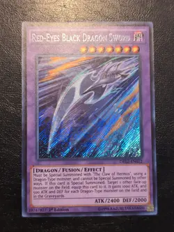 Yu-Gi-Oh! SECRET RARE CARD RED-EYES BLACK DRAGON SWORD DRL2-EN012 1ST NM - Image 1