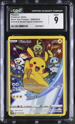 CGC 9 Pikachu SWSH020 Black Star Promo Pokemon Card - Image 1